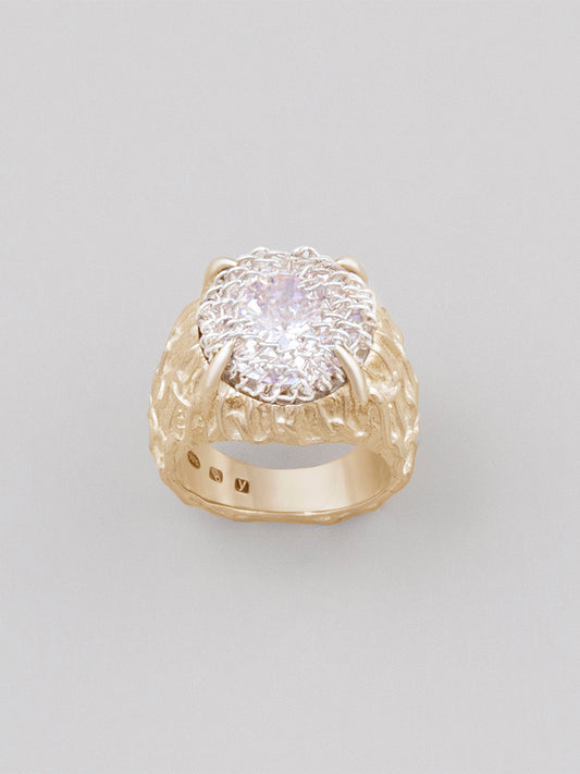 Filigree Gemstone Signet Ring - GOLD