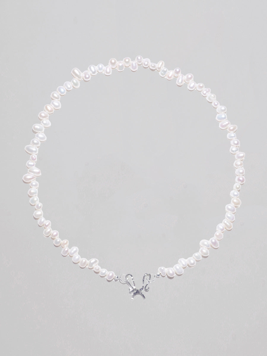C/F Scissor Freshwater Rice Pearl Neckalce