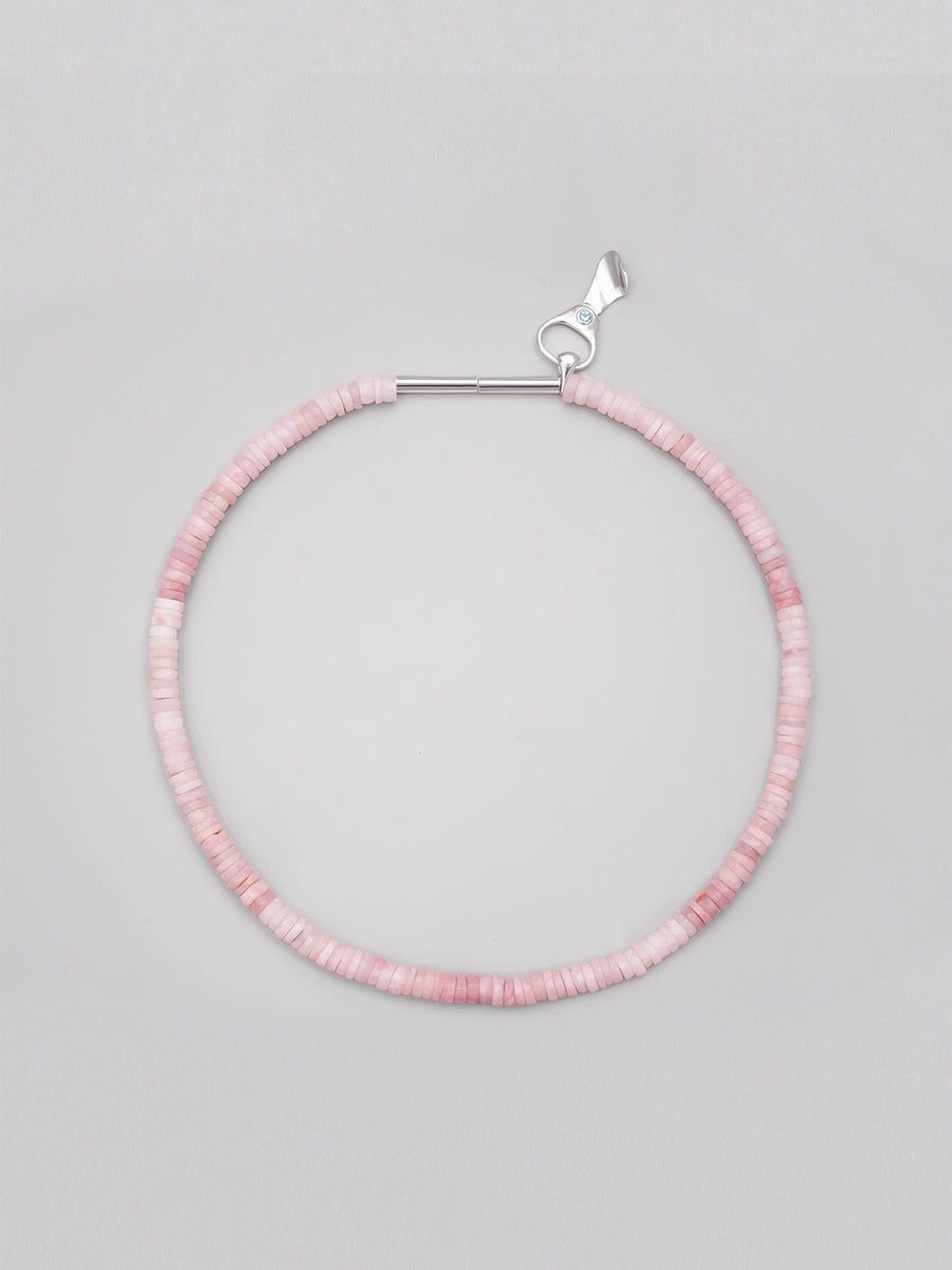 Pink Opal Puka Soda Tab Necklace