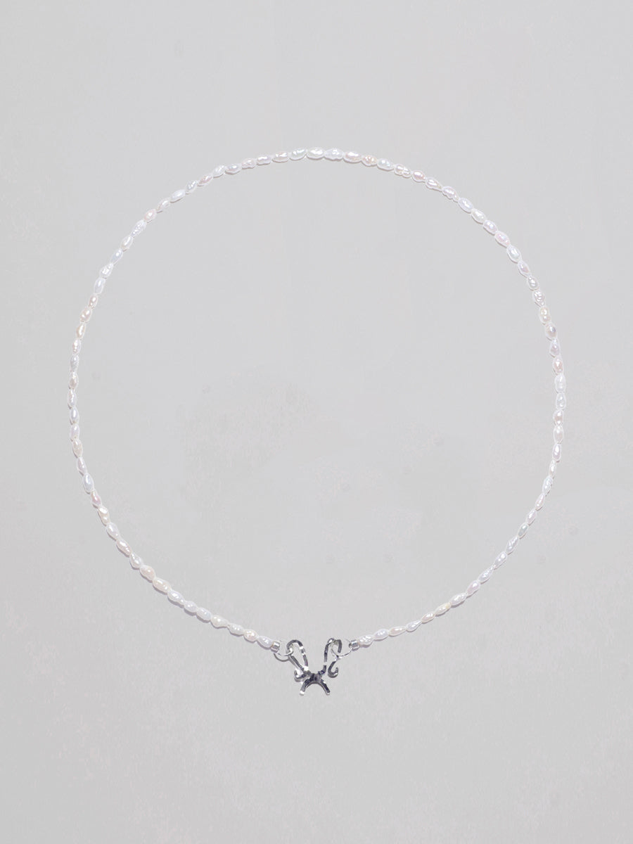 C/F Scissor Freshwater Rice Pearl Neckalce -S