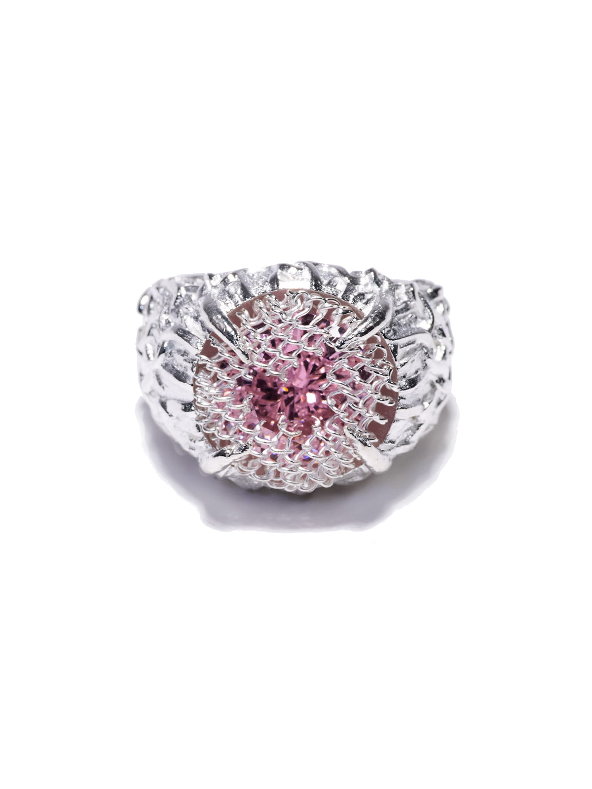 Filigree Gemstone Signet Ring - Sakura Pink