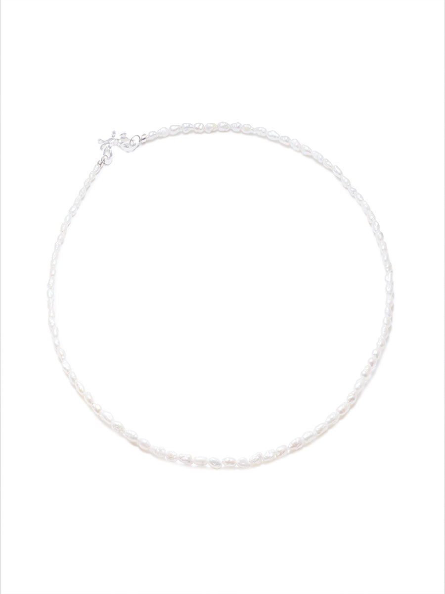 C/F Scissor Freshwater Rice Pearl Neckalce -S