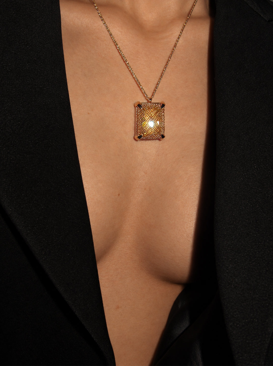 Emerald Filigree Gemstone Pendant Necklace - 18K GOLD