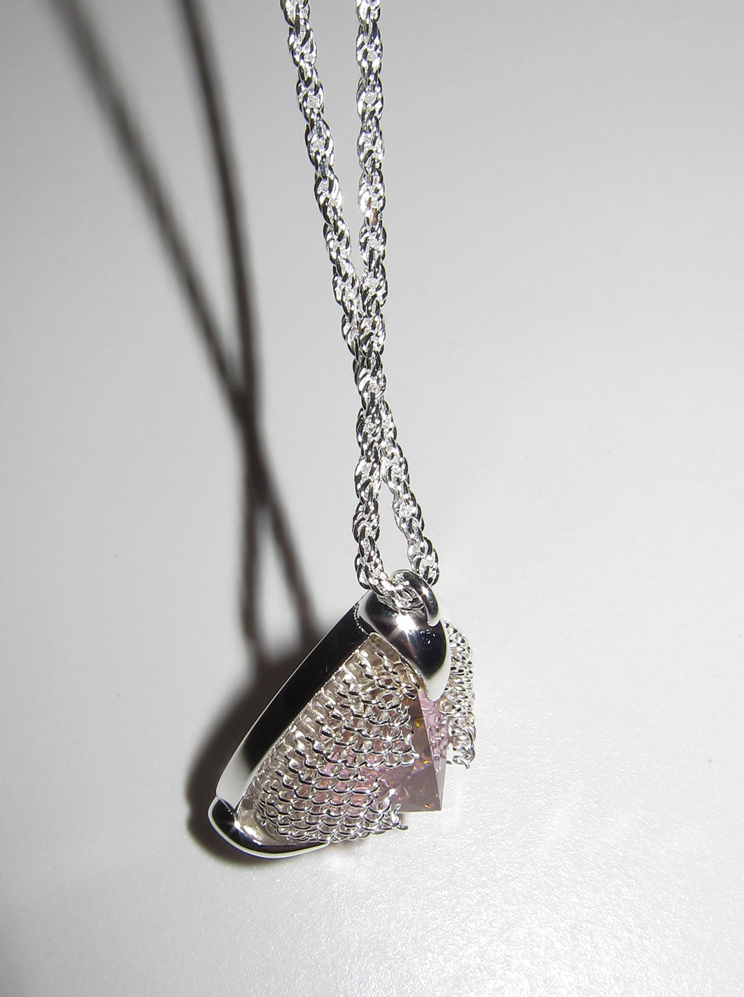 Pear Filigree Gemstone Pendant Necklace - PINK