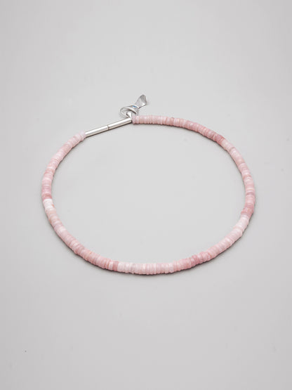 Pink Opal Puka Soda Tab Necklace