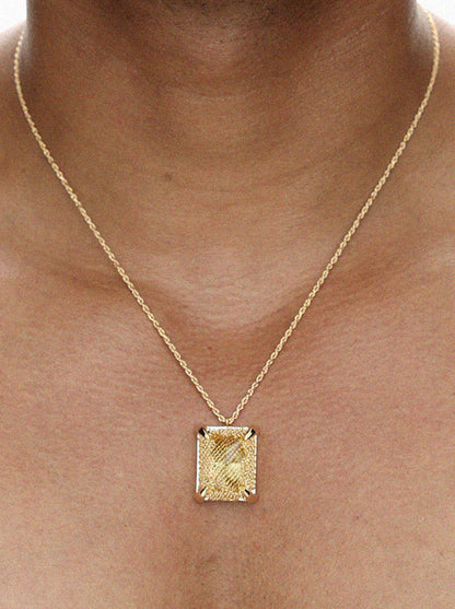 Emerald Filigree Gemstone Pendant Necklace - 18K GOLD