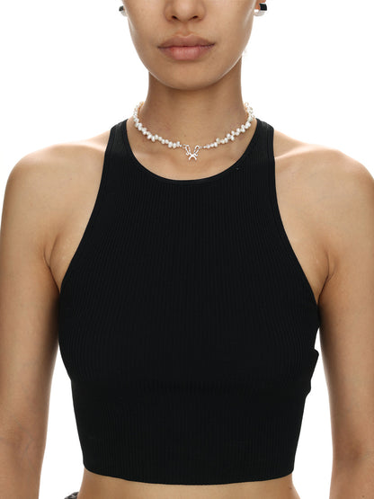 C/F Scissor Freshwater Rice Pearl Neckalce