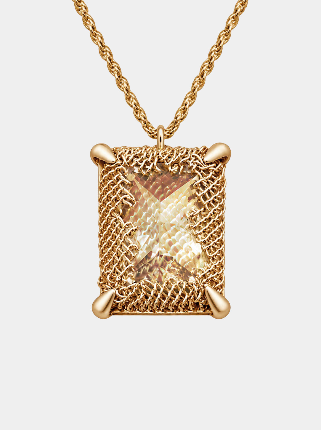 Emerald Filigree Gemstone Pendant Necklace - 18K GOLD