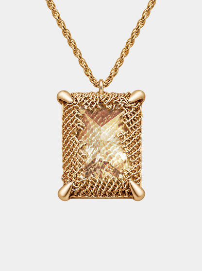 Emerald Filigree Gemstone Pendant Necklace - 18K GOLD