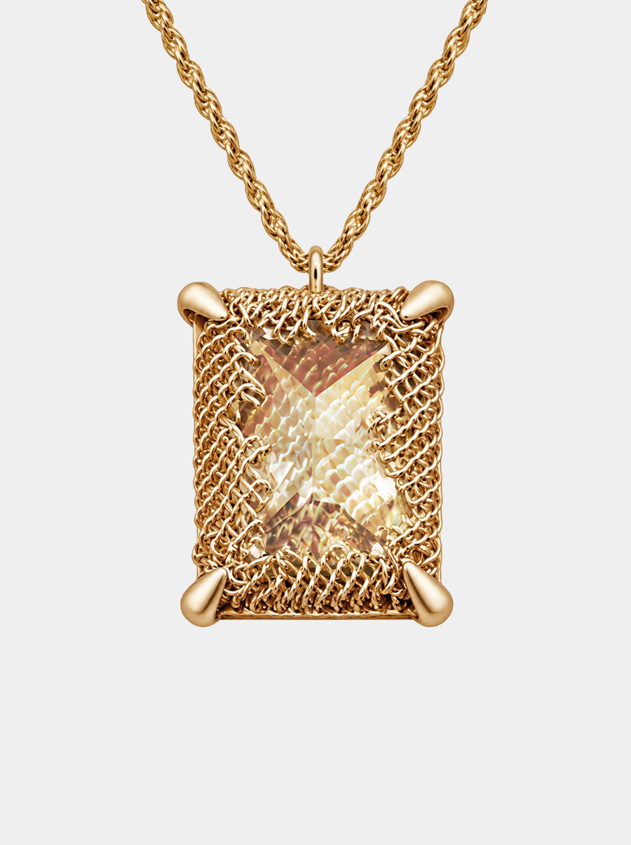 Emerald Filigree Gemstone Pendant Necklace - 18K GOLD