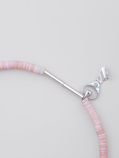 Pink Opal Puka Soda Tab Necklace