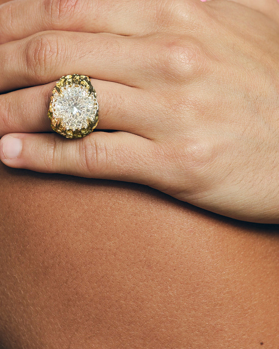 Filigree Gemstone Signet Ring - GOLD