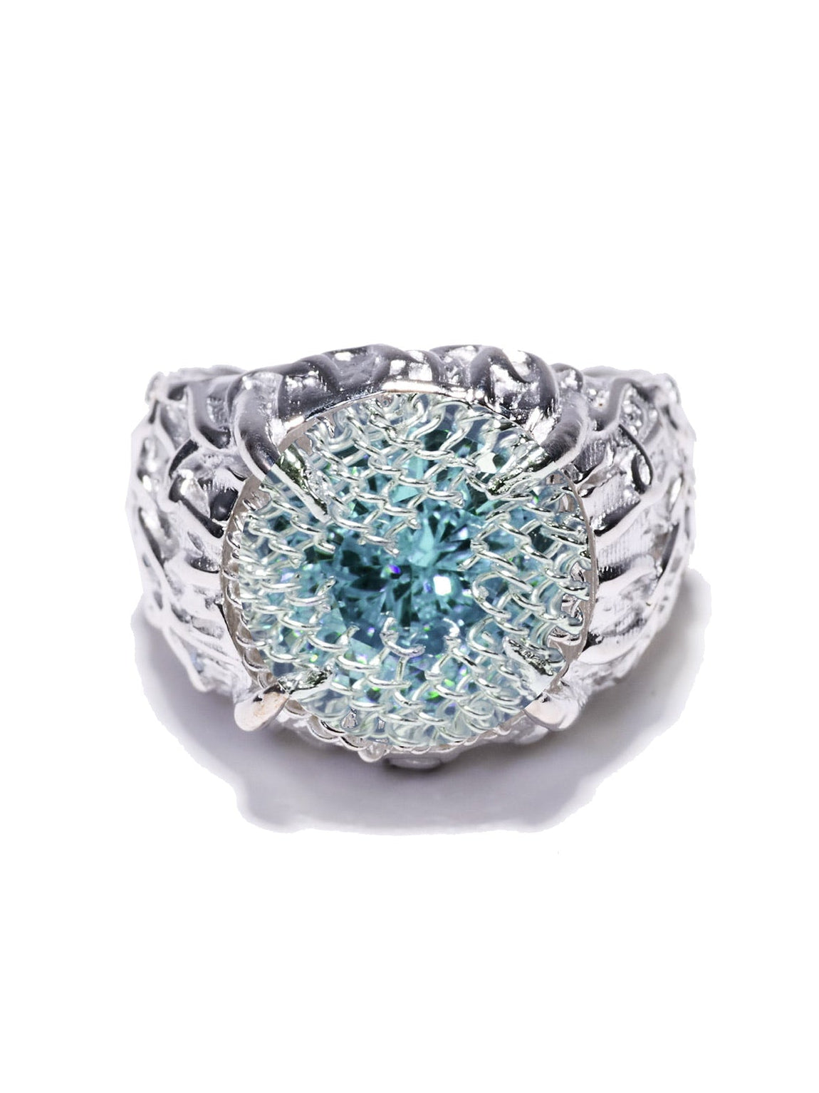 Filigree Gemstone Signet Ring - Sky blue