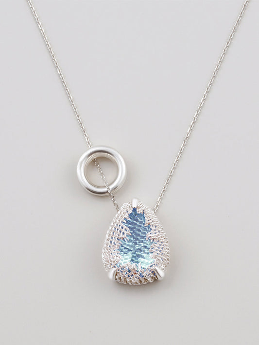 Pear Filigree Gemstone Pendant Necklace - SKY BLUE