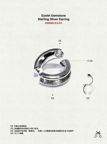 Eyelet Gemstone Sterling SIlver Earring