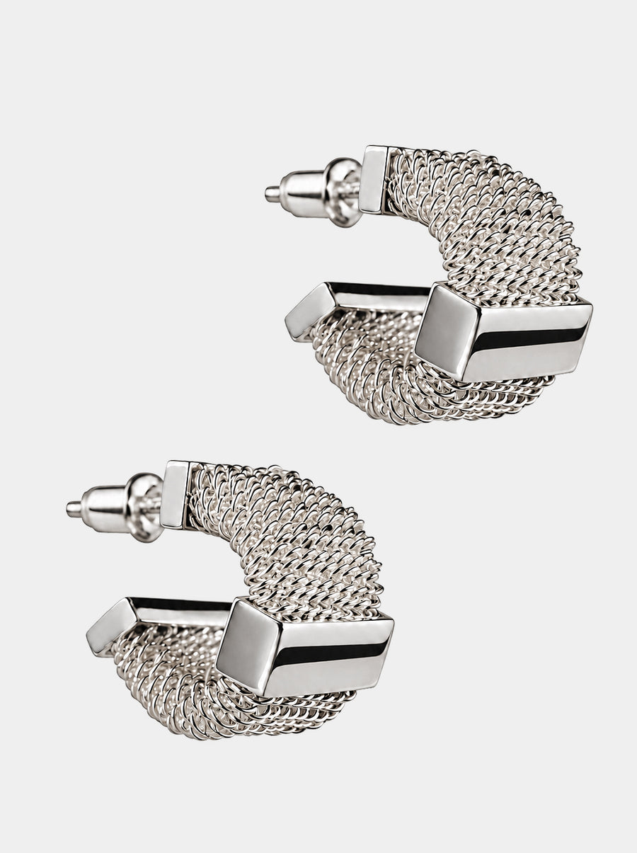 Cube Silver Filigree Earring