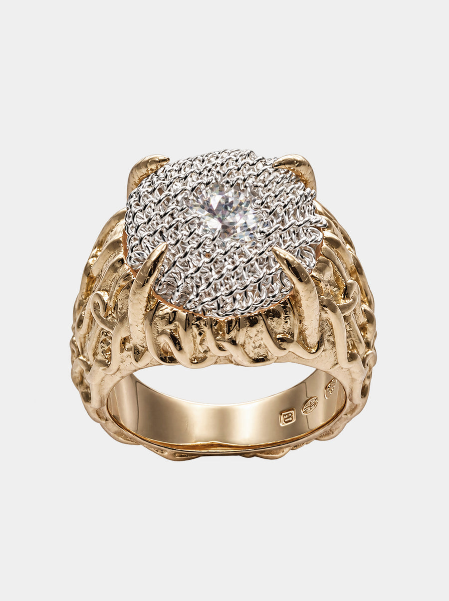 Filigree Gemstone Signet Ring - GOLD