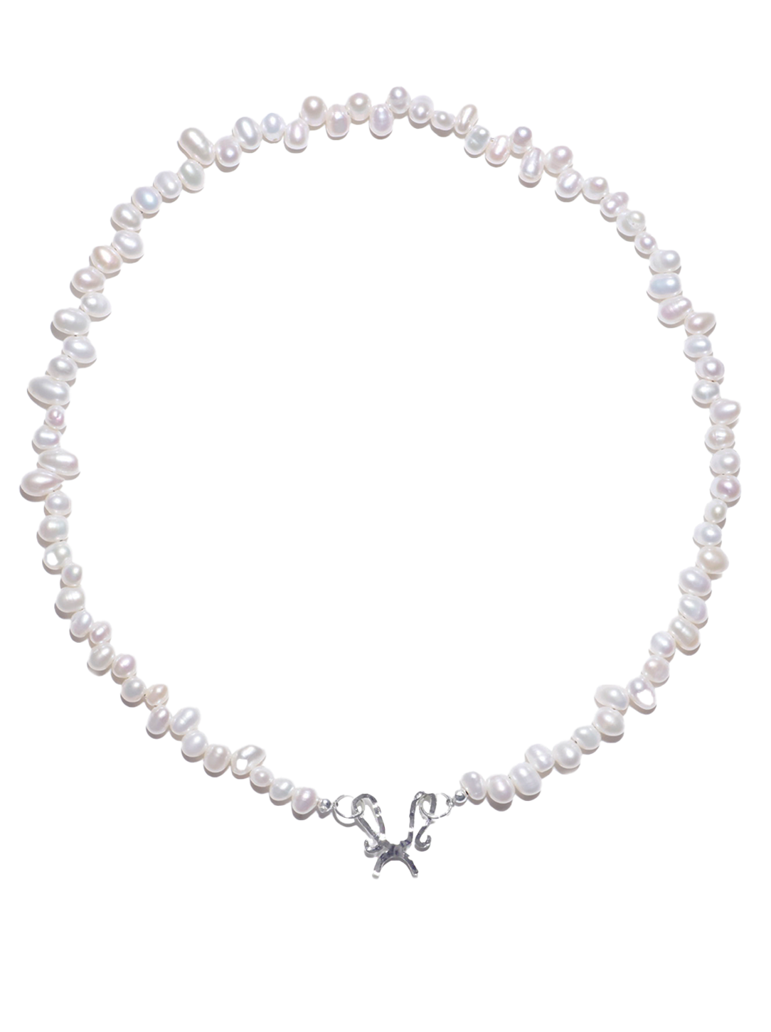 C/F Scissor Freshwater Rice Pearl Necklace
