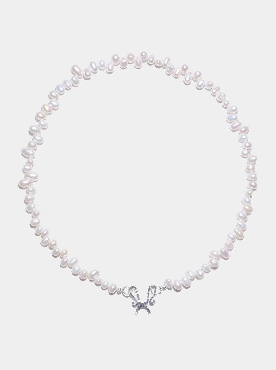 C/F Scissor Freshwater Rice Pearl Necklace