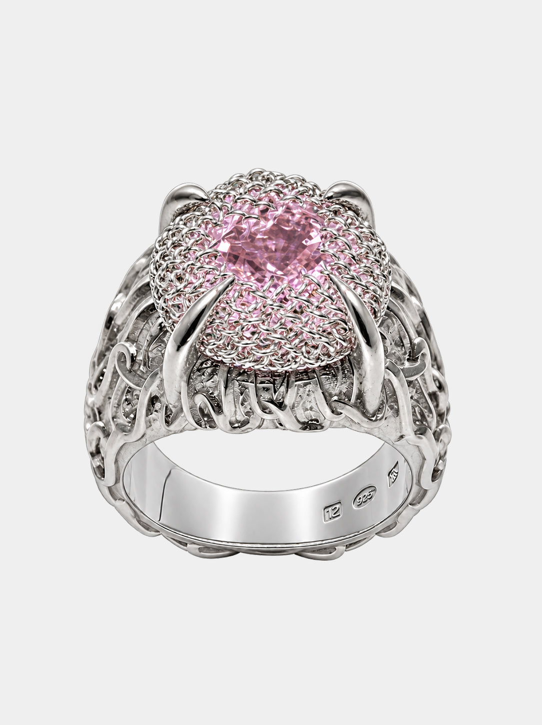 Filigree Gemstone Signet Ring - Sakura Pink