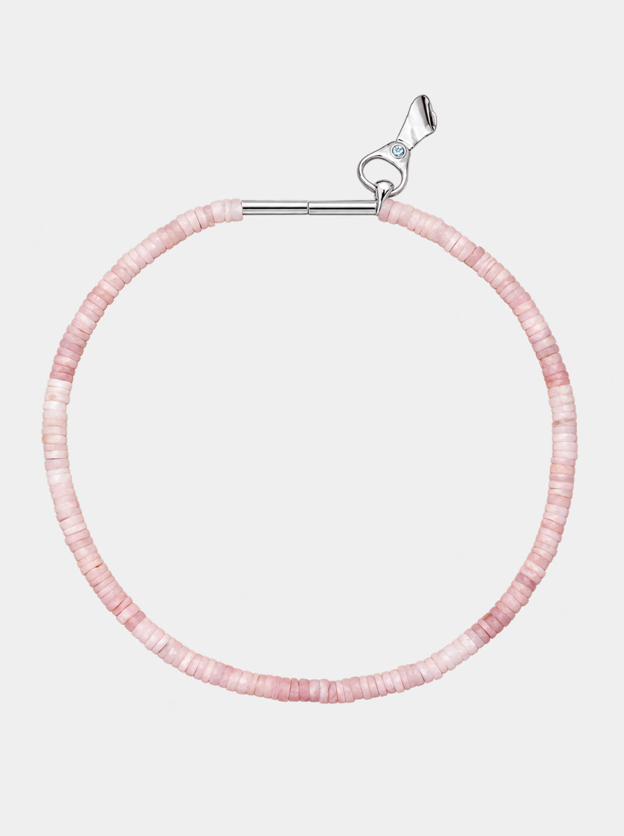 Pink Opal Puka Soda Tab Necklace