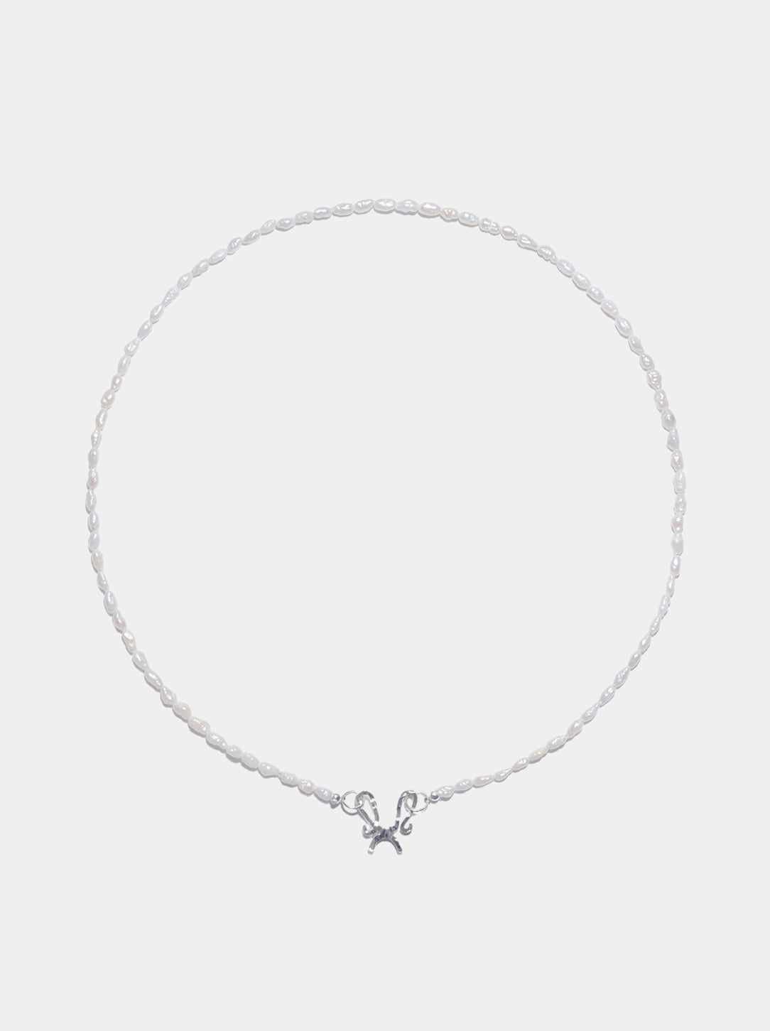 C/F Scissor Freshwater Rice Pearl Necklace -S