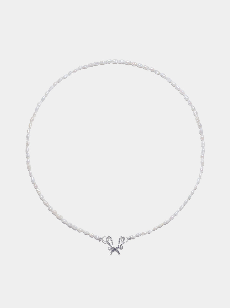 C/F Scissor Freshwater Rice Pearl Necklace -S